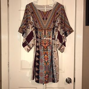 Aztec print peekaboo back dress